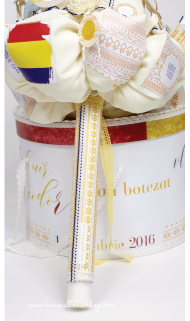 Lumanare de botez traditionala pentru baieti, port national romanesc,  65x4 cm, 1 Decembrie  5